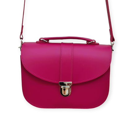 Olympia Handmade Leather Crossbody Bag – Magenta - Bascora
