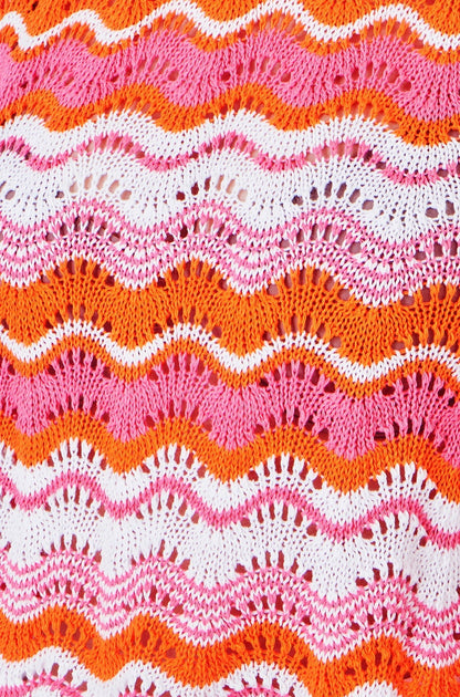 Orange Stripe Crochet Stripe Vest Top - Bascora