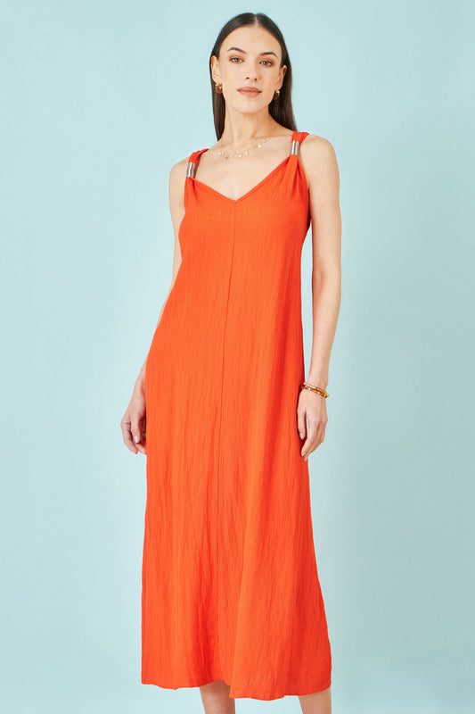 Orange Viscose Maxi Beach Dress - Bascora