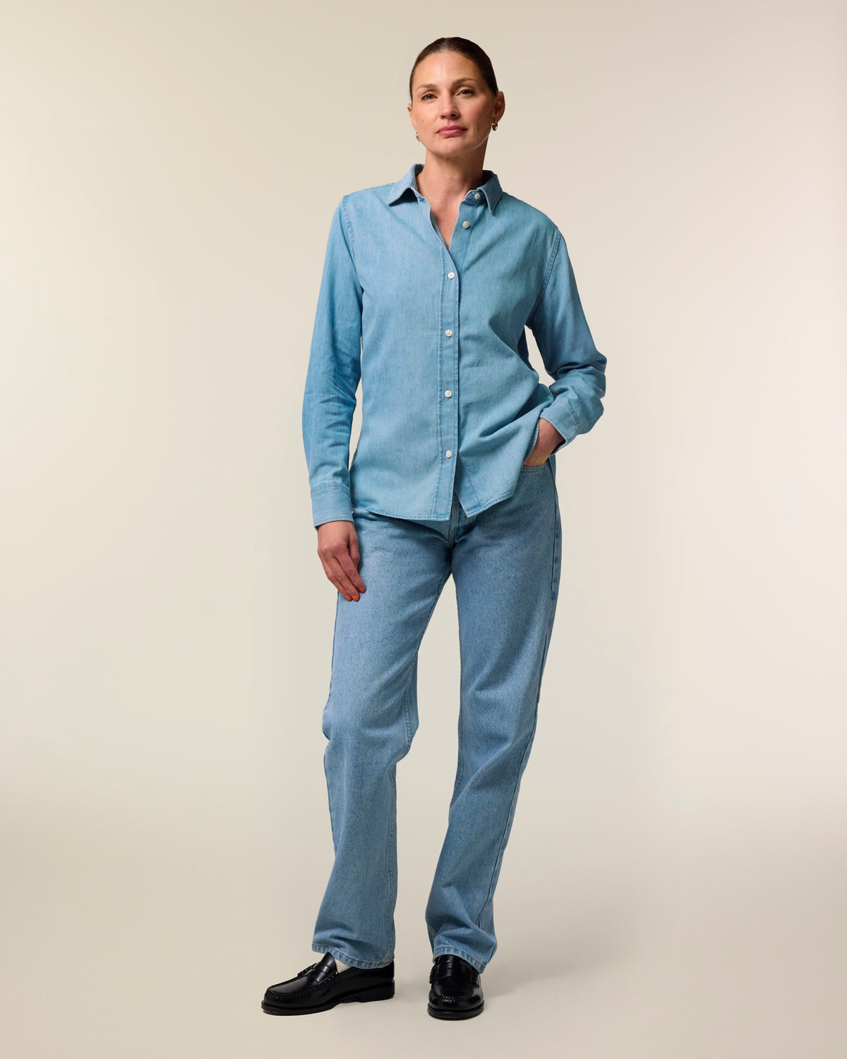 Organic Cotton Long Sleeve Denim Shirt – Women's - Bascora