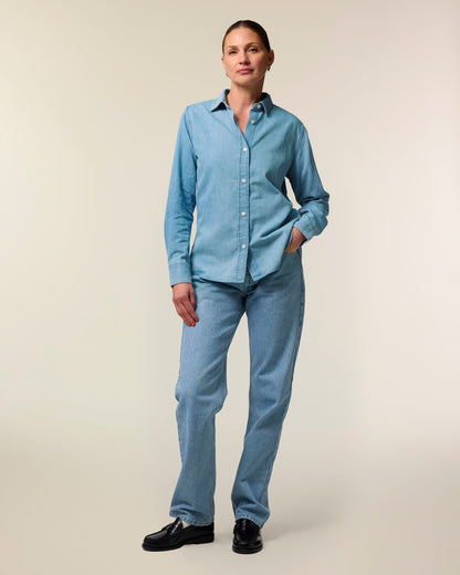 Organic Cotton Long Sleeve Denim Shirt – Women's - Bascora