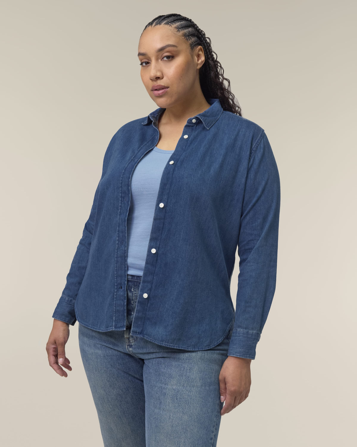 Organic Cotton Long Sleeve Denim Shirt – Women's - Bascora