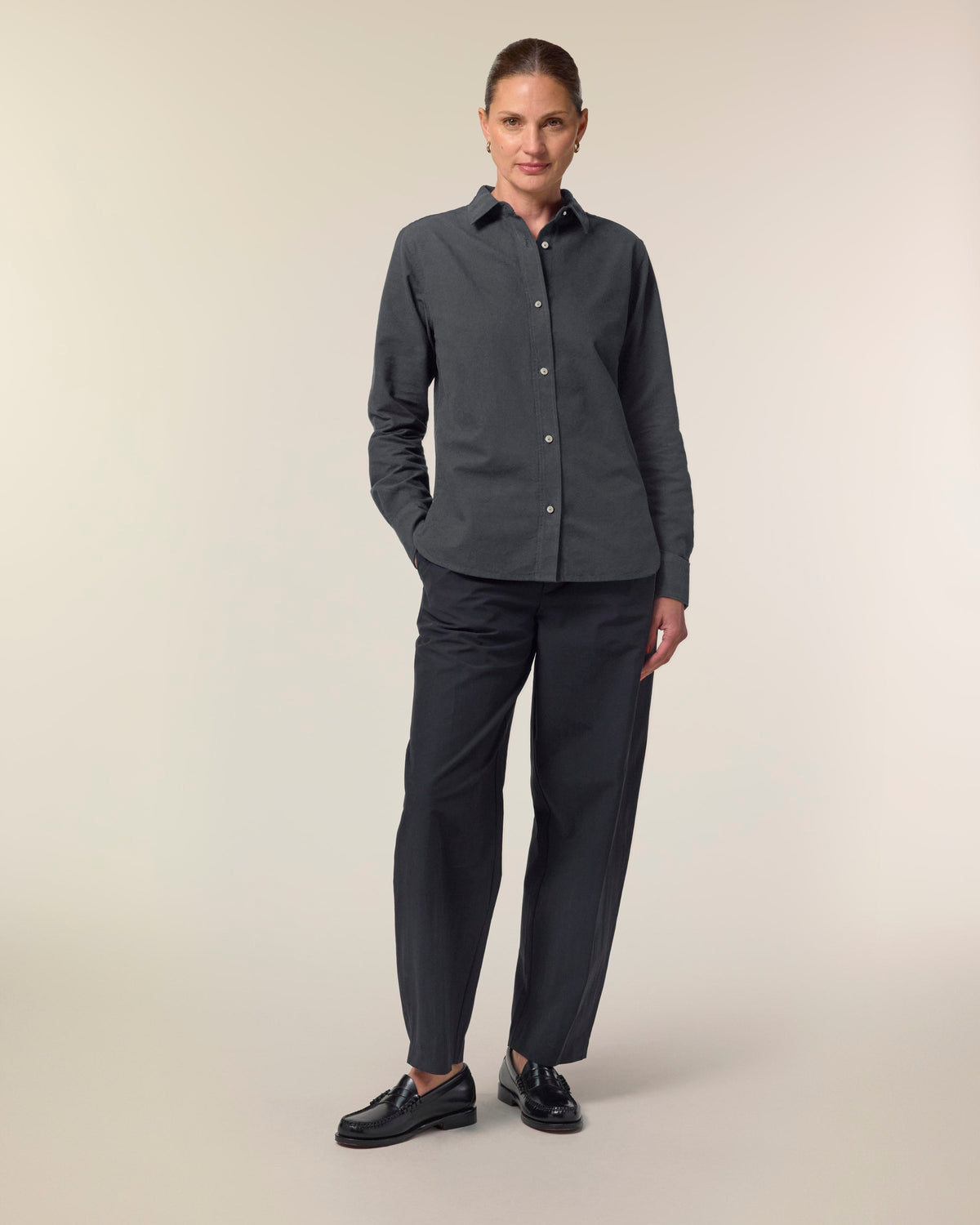 Organic Cotton Oxford Long Sleeve Shirt — Womens - Bascora