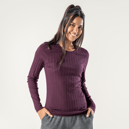 Organic Cotton Ribbed Long Sleeve T-Shirt – Women's - Bascora