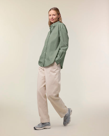 Organic Poplin Long Sleeve Shirt - Womens - Bascora
