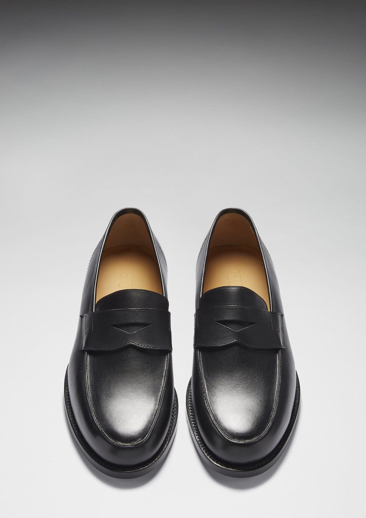 Hugs & Co. Black Leather Loafers with Goodyear Welted Leather Sole for Men