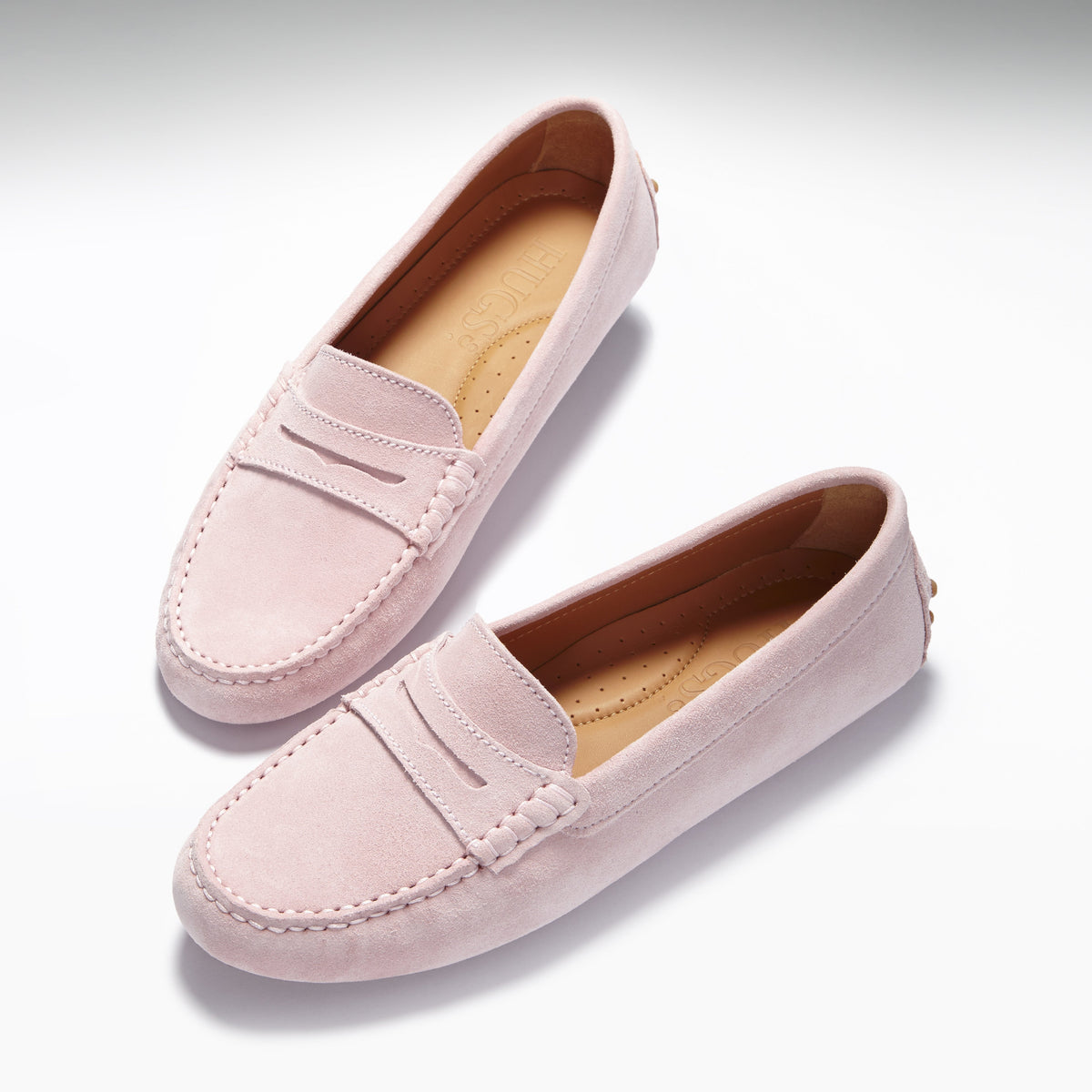 Hugs & Co. Women's Ice Pink Suede Penny Driving Loafers