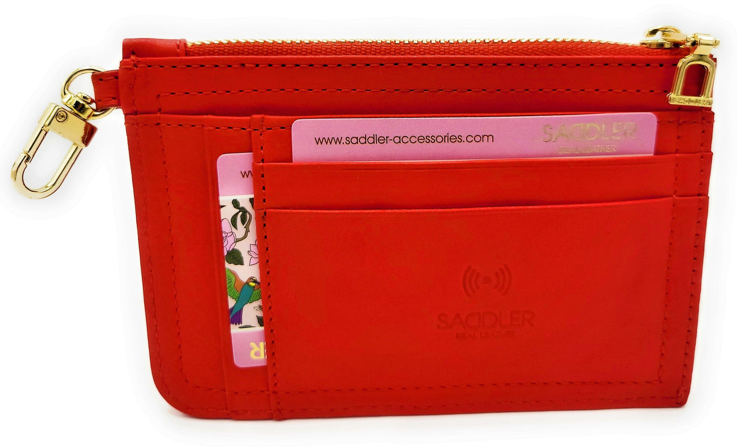 Piper Leather Top-Zip Card Holder – Red | Saddler - Bascora