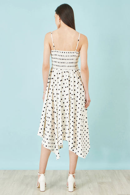 Polka Dot Hankerchief Hem Dress - Bascora