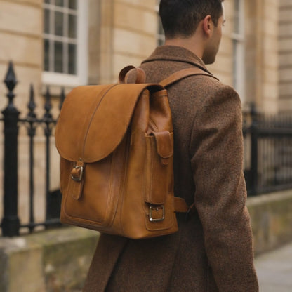 Mochila de cuero para hombre "Tannery" — Tostado