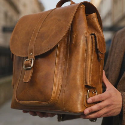 Mochila de cuero para hombre "Tannery" — Tostado