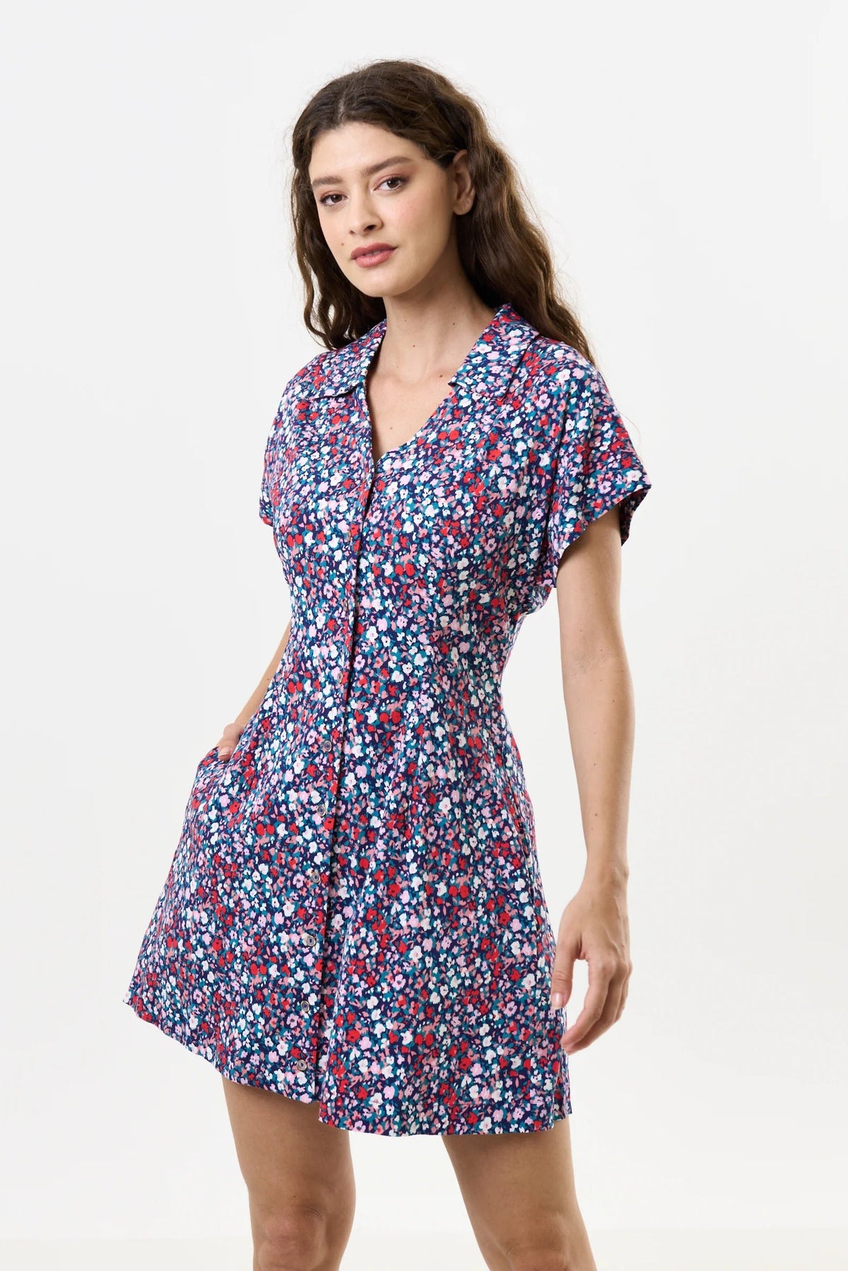 Prudence Tutti Frutti Print Laced Back Mini Dress - Bascora