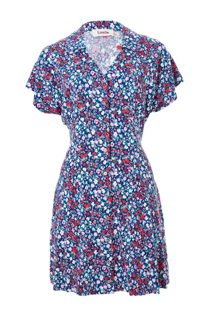 Prudence Tutti Frutti Print Laced Back Mini Dress - Bascora