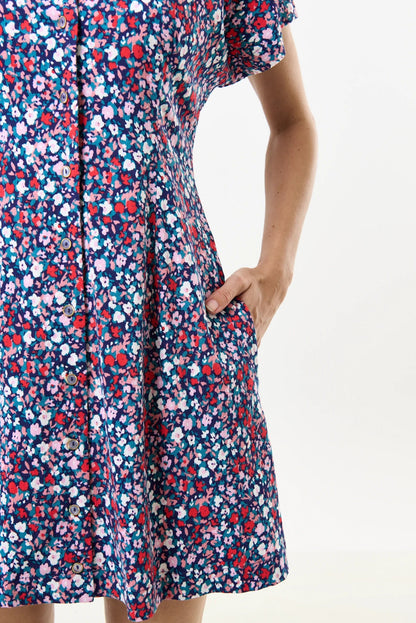 Prudence Tutti Frutti Print Laced Back Mini Dress - Bascora