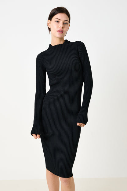 Raye Black Midi Sweater Dress - Bascora