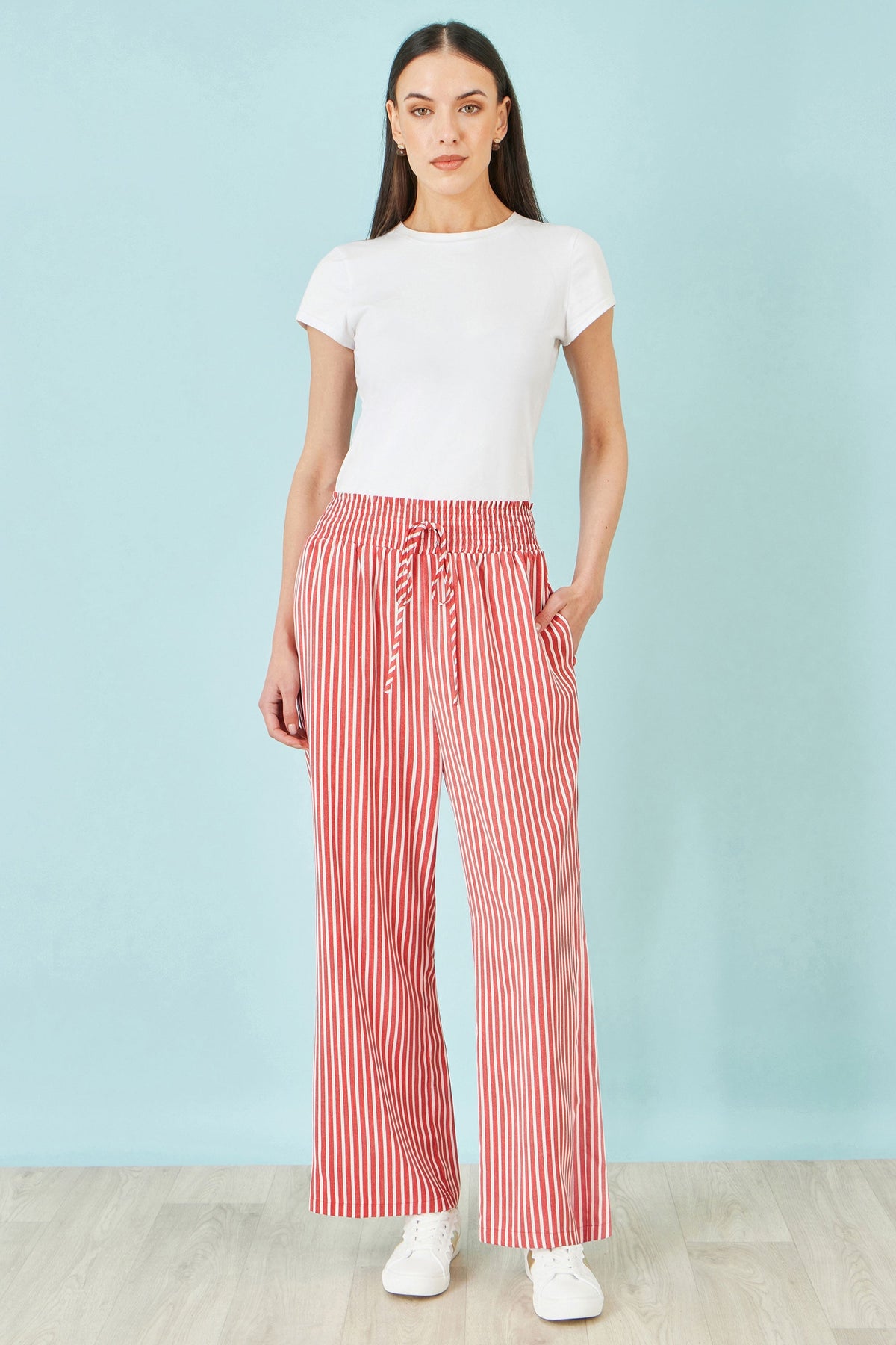 Red Stripe Relaxed Trousers - Bascora