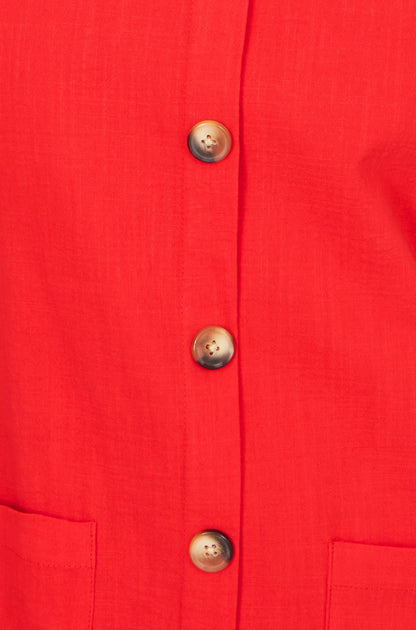 Red Viscose Button Detail Shift Dress - Bascora