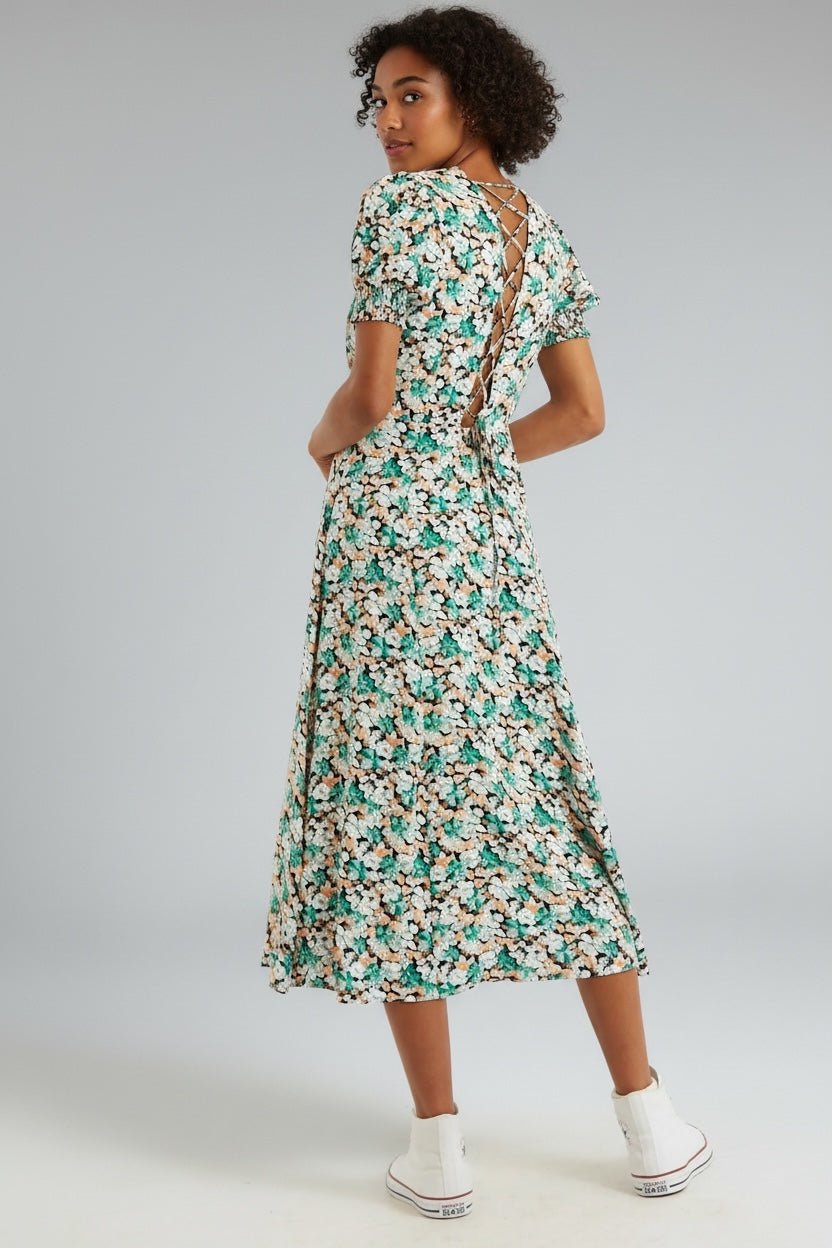 Romola Liseron Laced Back Midi Dress - Bascora