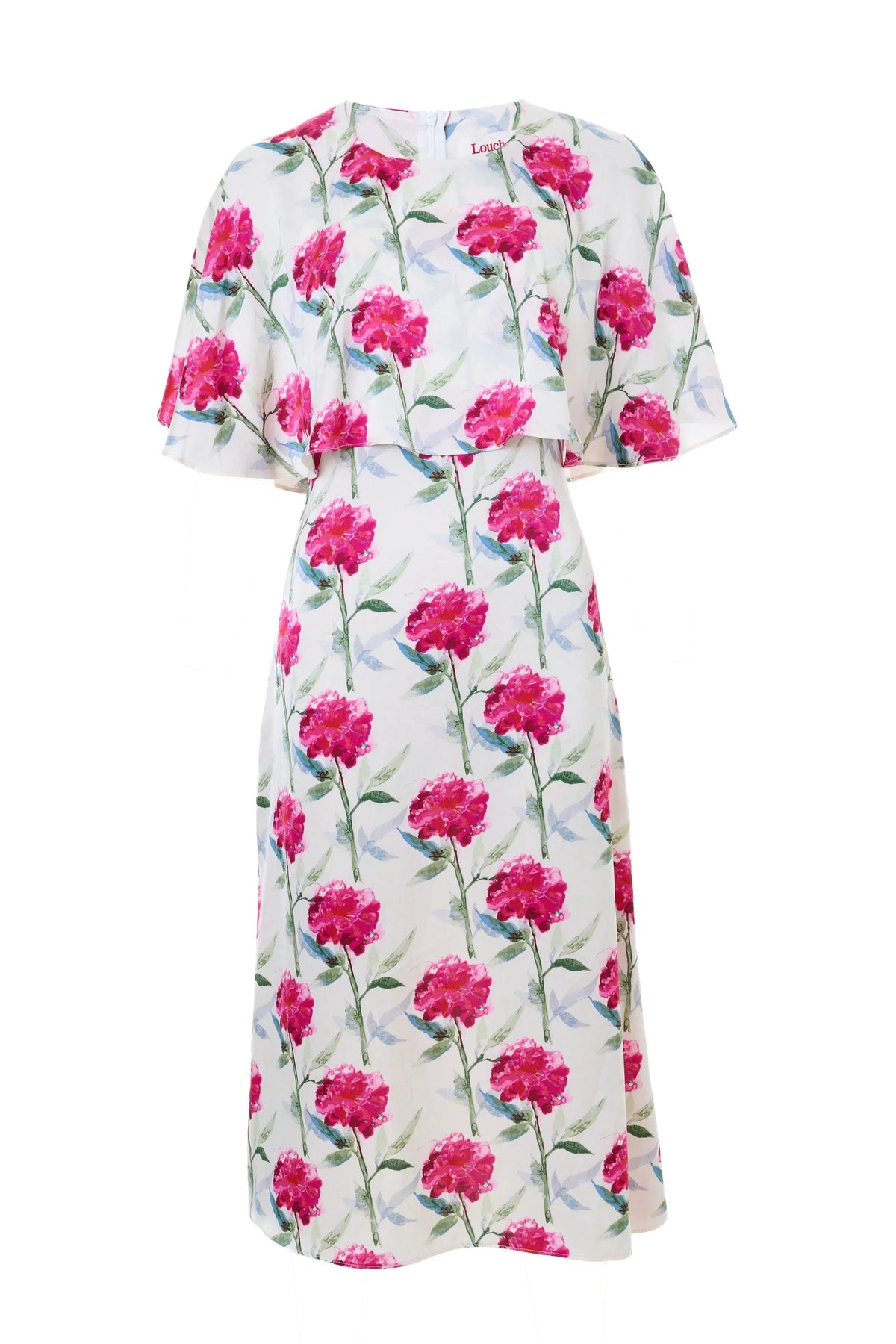 Rosso Loveflower Print Cape Midi Dress - Bascora