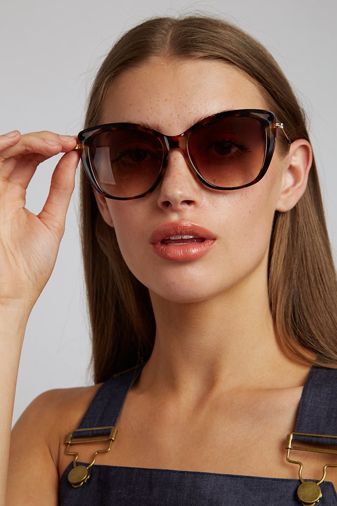 Sam Cat Eye Sunglasses Metal Sides – Tortoiseshell - Bascora