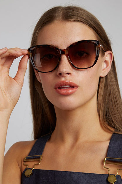 Sam Cat Eye Sunglasses Metal Sides – Tortoiseshell - Bascora