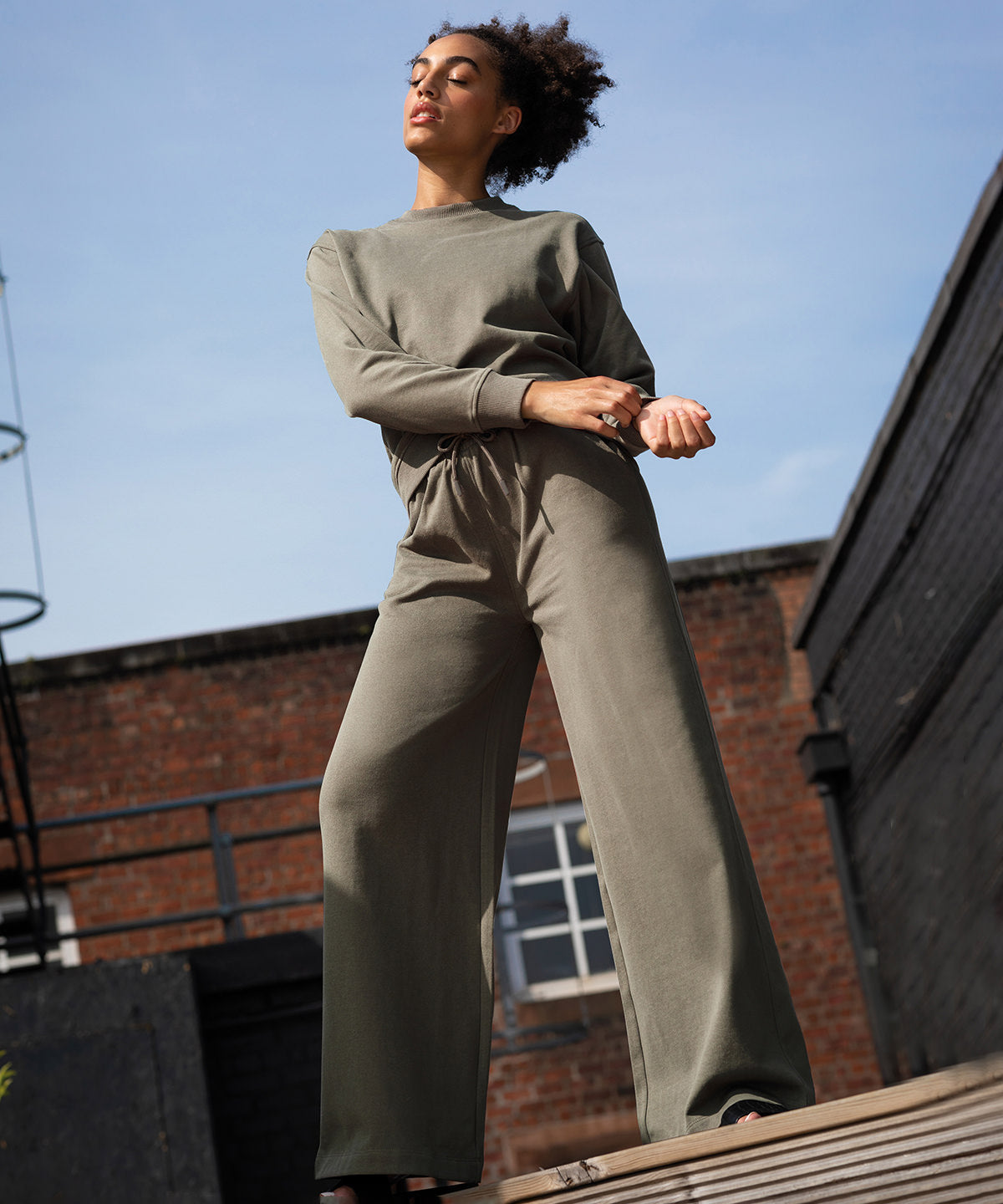 Regenerated Cotton Wide-Leg Joggers for Women
