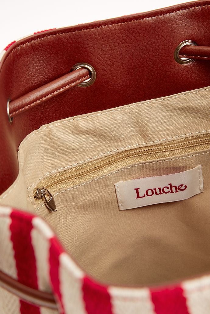 Southampton Red & White Stripe Bucket Bag - Bascora
