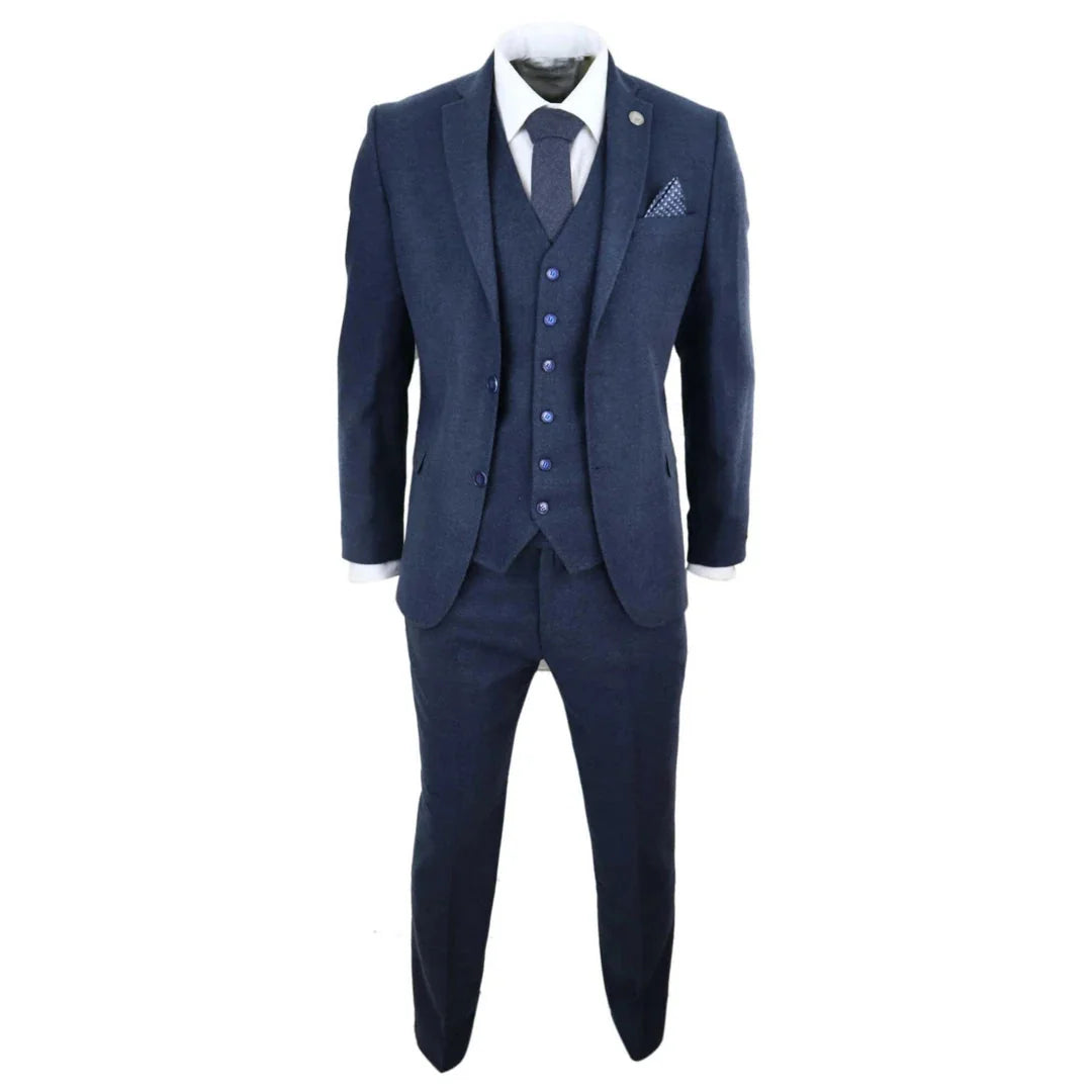 Men's Wool Herringbone Tweed 3 Piece Authentic 1920s Classic Suit