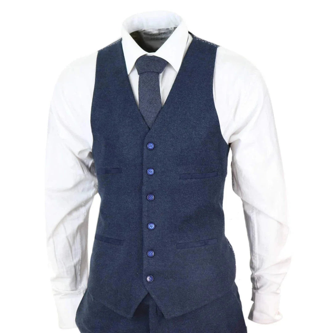 Men's Wool Herringbone Tweed 3 Piece Authentic 1920s Classic Suit