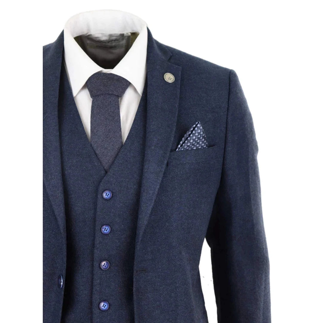 Men's Wool Herringbone Tweed 3 Piece Authentic 1920s Classic Suit