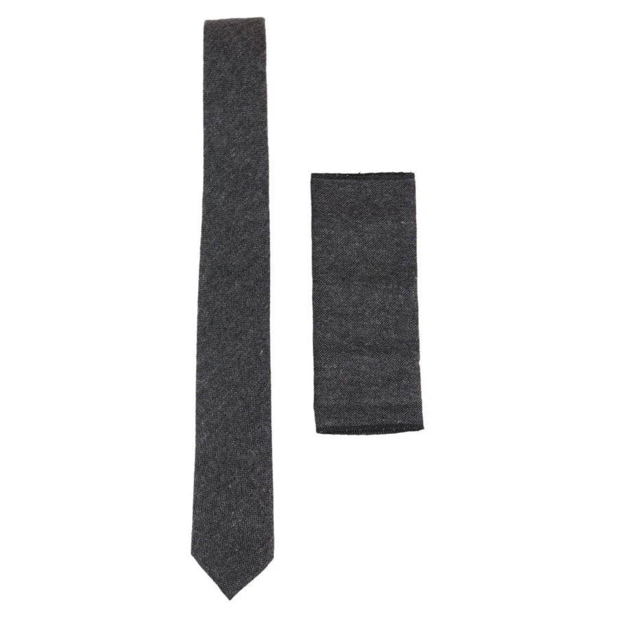 Men's Tweed Grey Gatsby Peaky Blinders Tie & Hankie Set by TruClothing