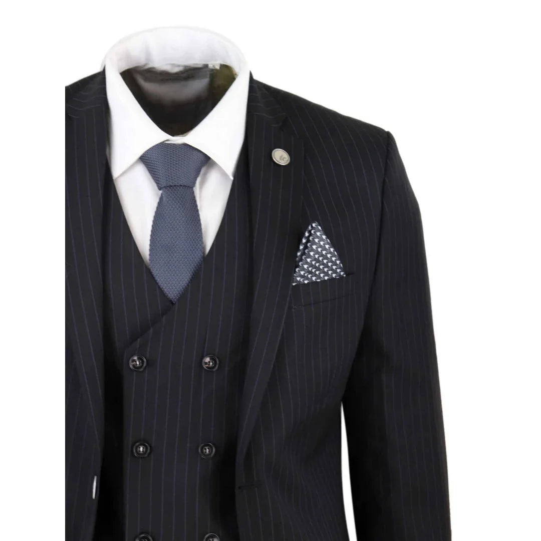 STZ42 Men's 3 Piece Gatsby 1920s Gangster Pinstripe Suit