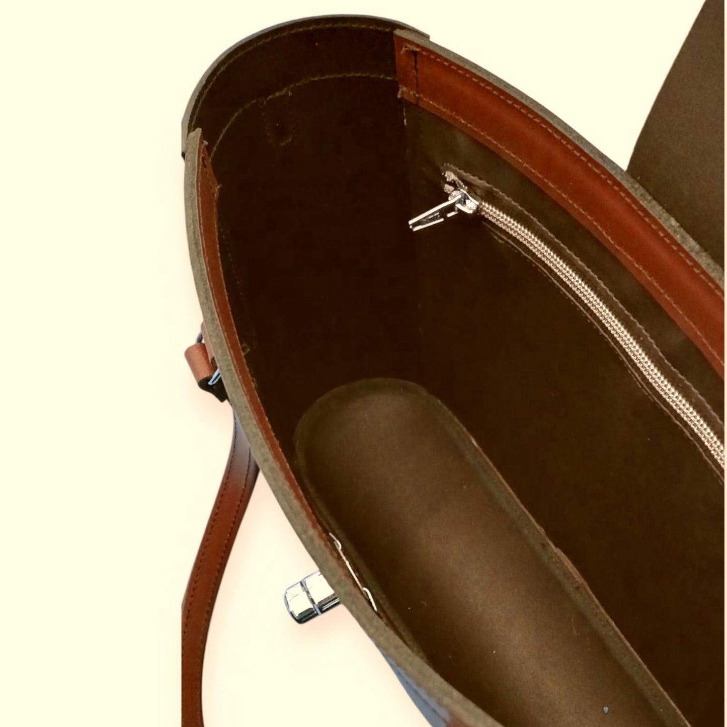 Tannery Tweed & Leather Mini Twist Lock Shopper Bag - Tan - Bascora