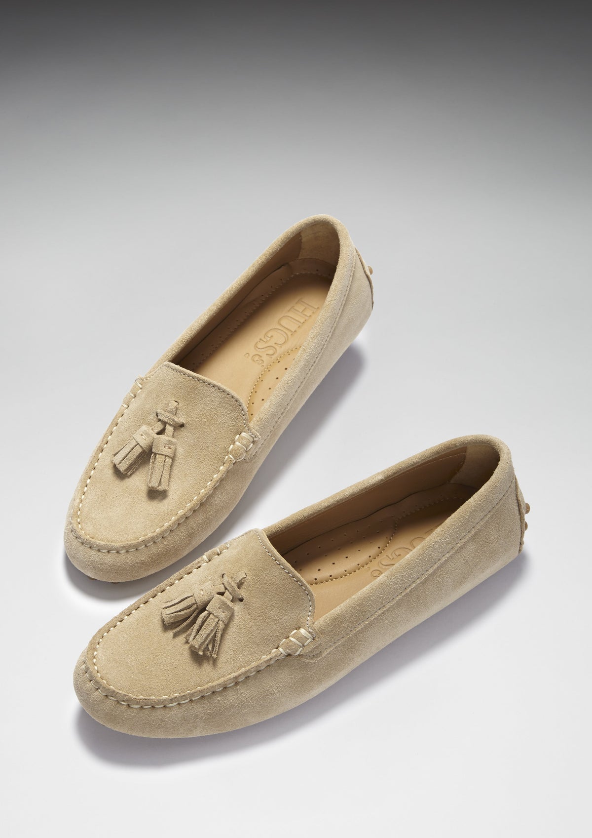 Hugs & Co. Women's Taupe Suede Tasselled Driving Loafers