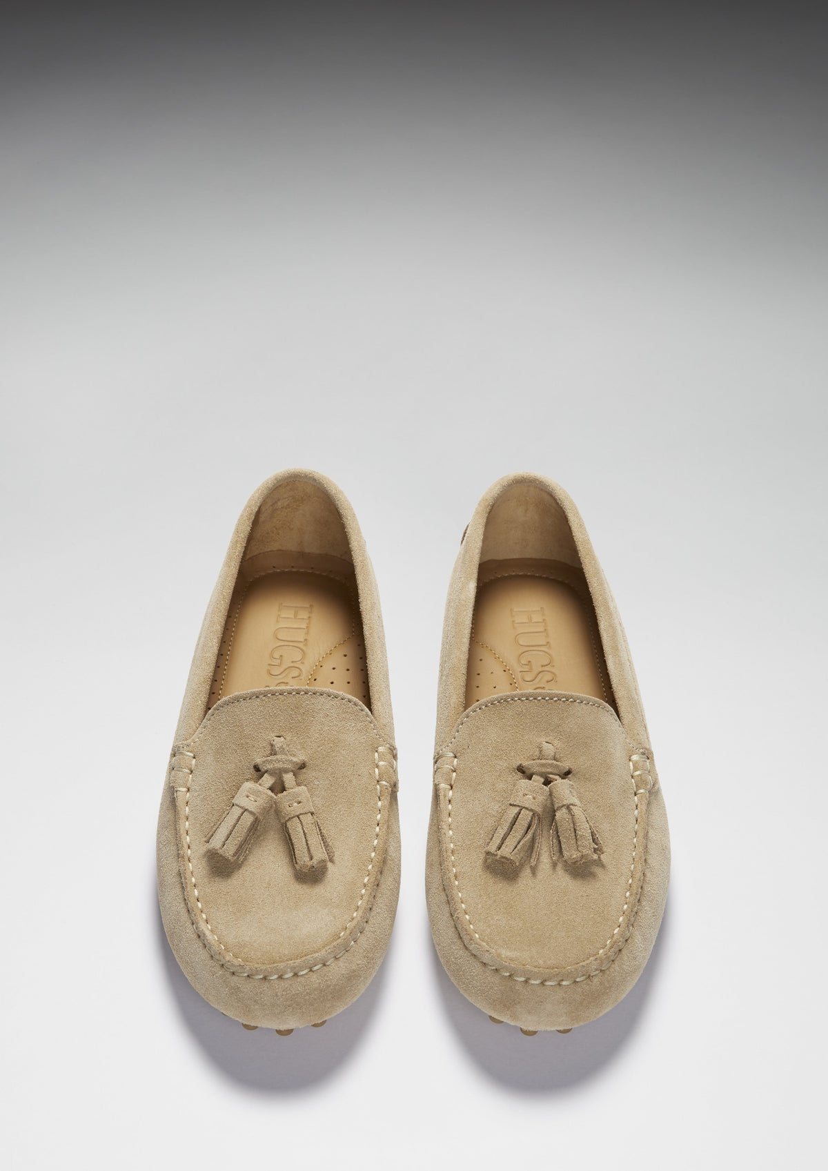 Hugs & Co. Women's Taupe Suede Tasselled Driving Loafers