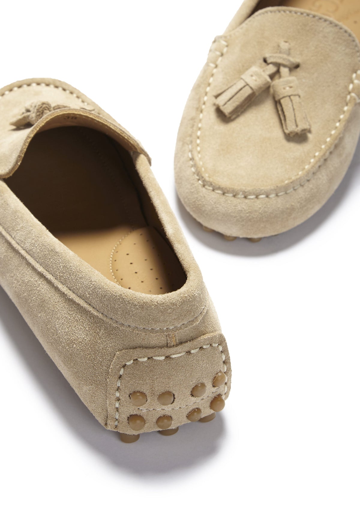 Hugs & Co. Women's Taupe Suede Tasselled Driving Loafers