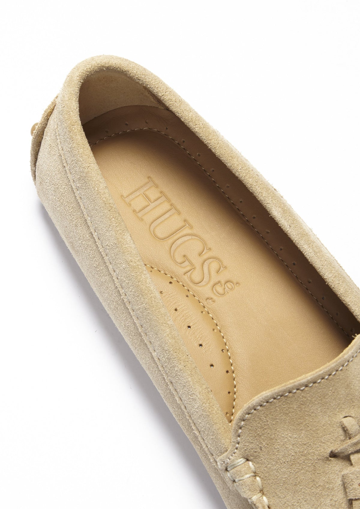 Hugs & Co. Women's Taupe Suede Tasselled Driving Loafers