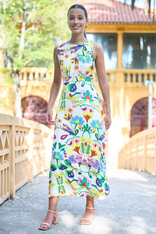The Abstract Floral – Viscose Maxi Dress - Bascora