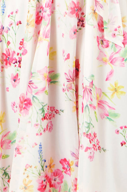 The Delicate Floral – White Midi Skater Dress - Bascora
