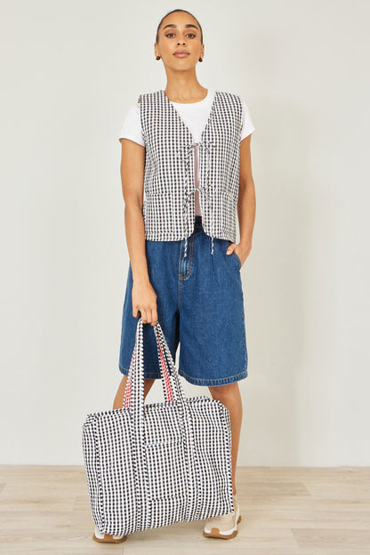 The Gingham Quilted Shopper – Black - Bascora