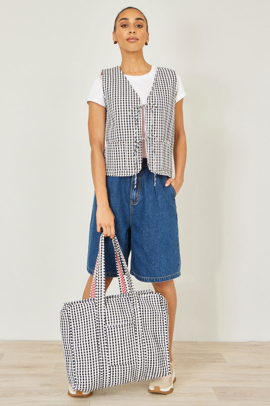 The Gingham Quilted Shopper – Black - Bascora