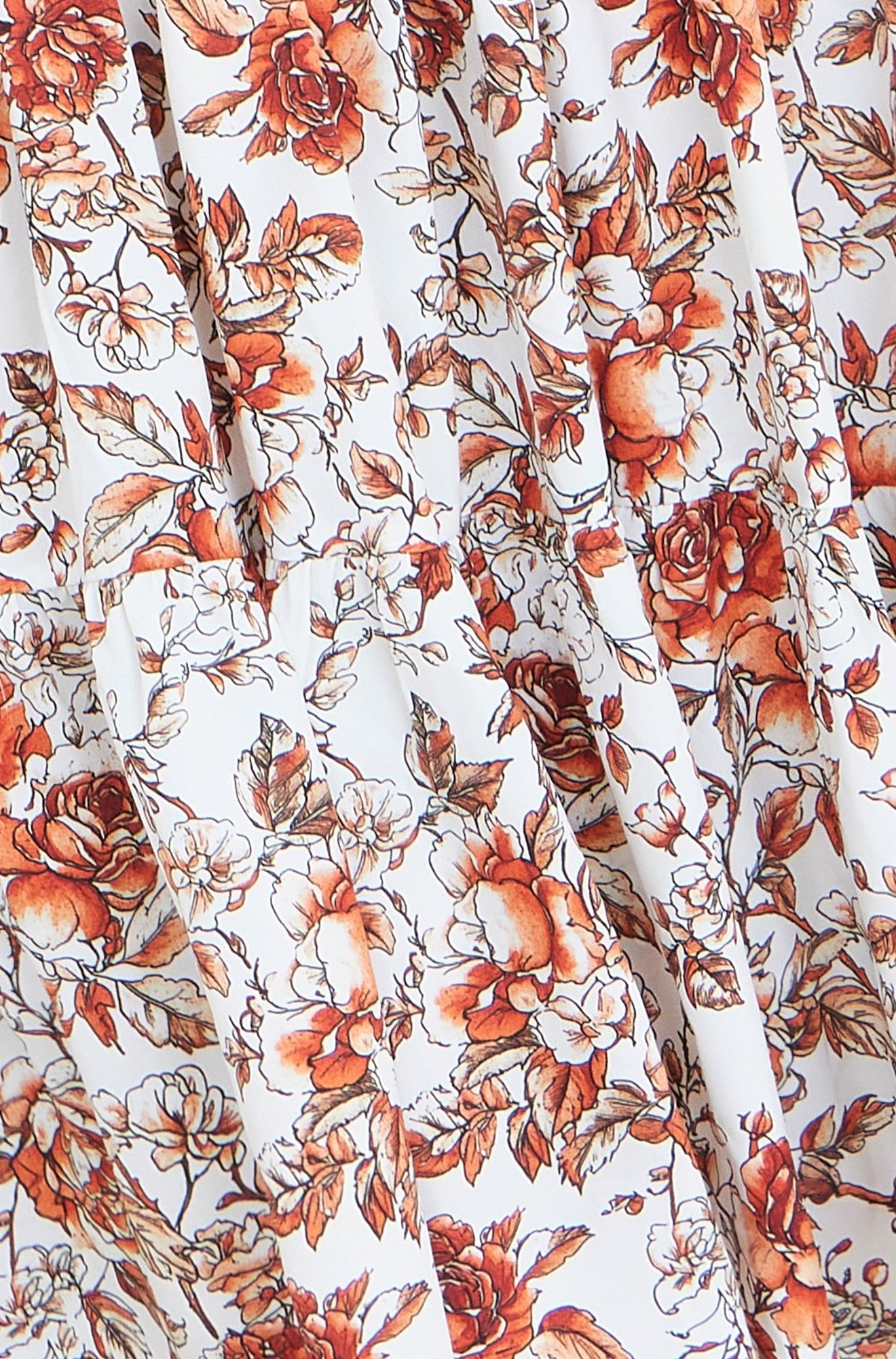 The Off-Shoulder – Orange Floral Midi Dress - Bascora