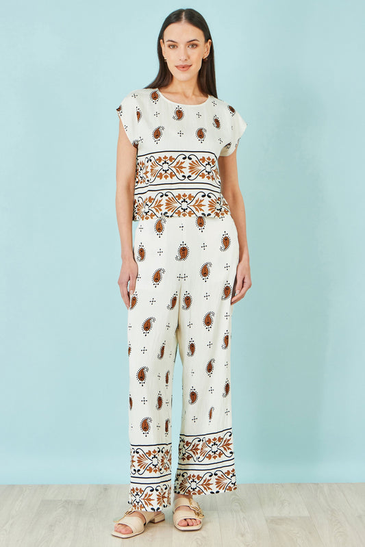 The Paisley – Ivory Viscose Top - Bascora