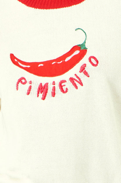 The Pimiento – Ivory Chilli Cotton Knit Top - Bascora