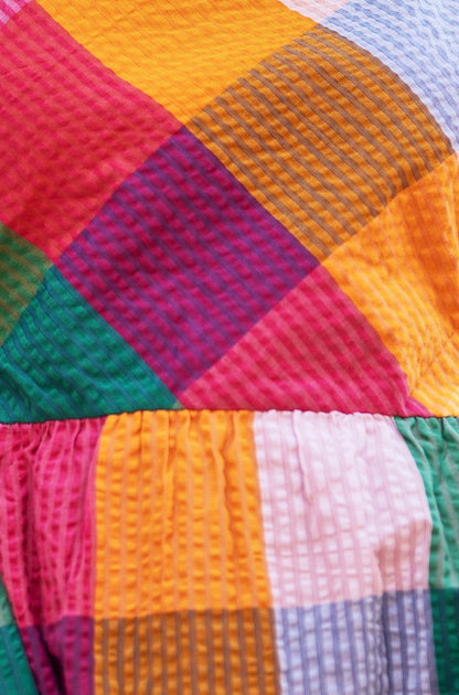 The Seersucker – Cotton Check Midi Sun Dress - Bascora