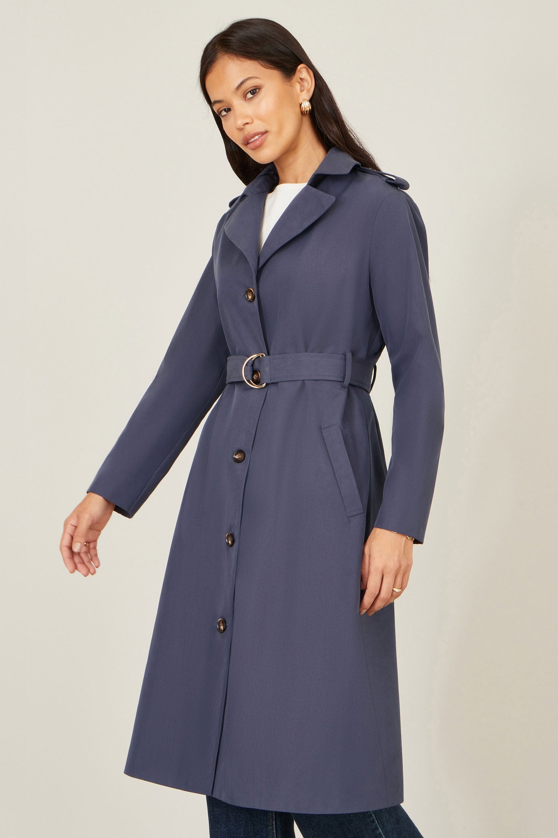 The Trench – Navy Belted Coat - Bascora