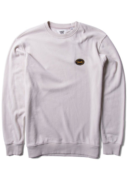 white sweatshirt with a small logo on a white background