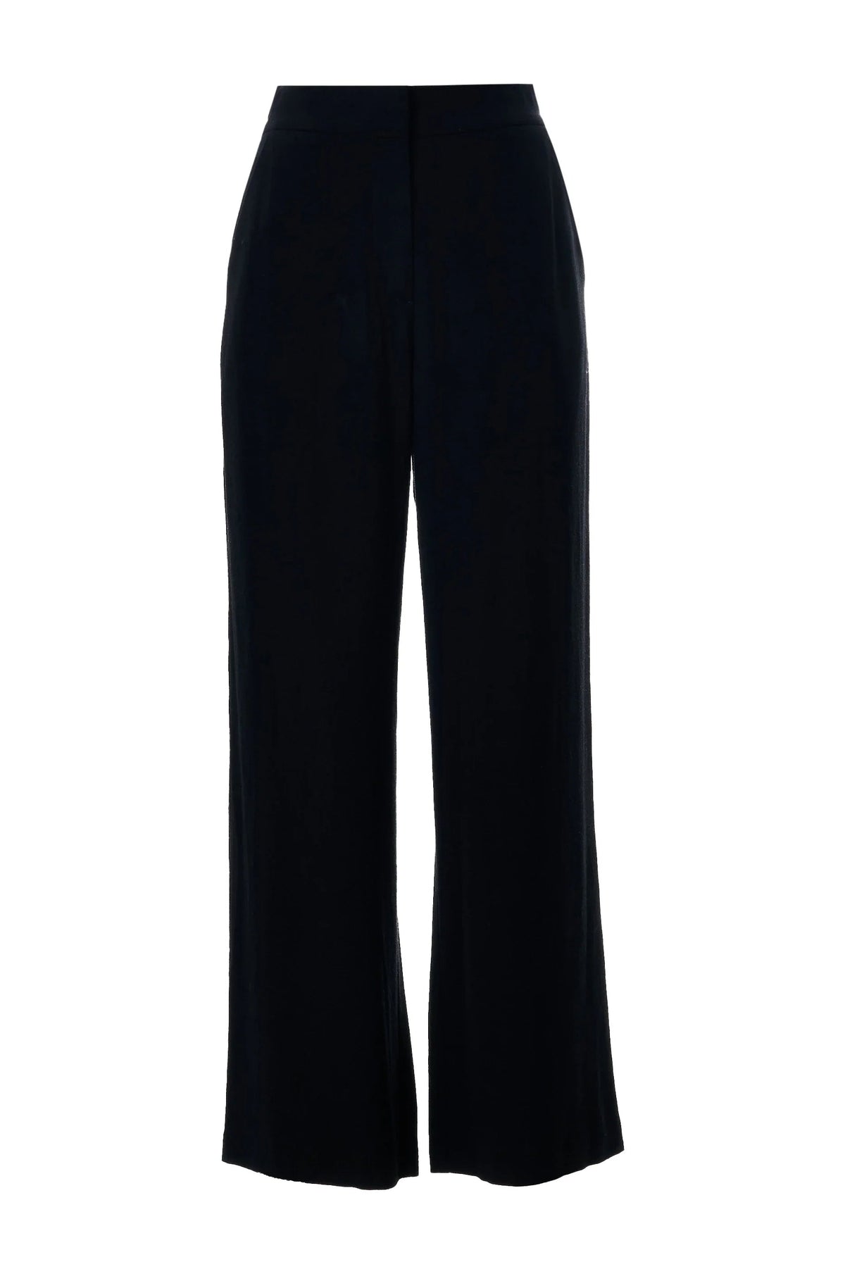 Tilde Linen Mix Straight Leg Trousers - Black - Bascora