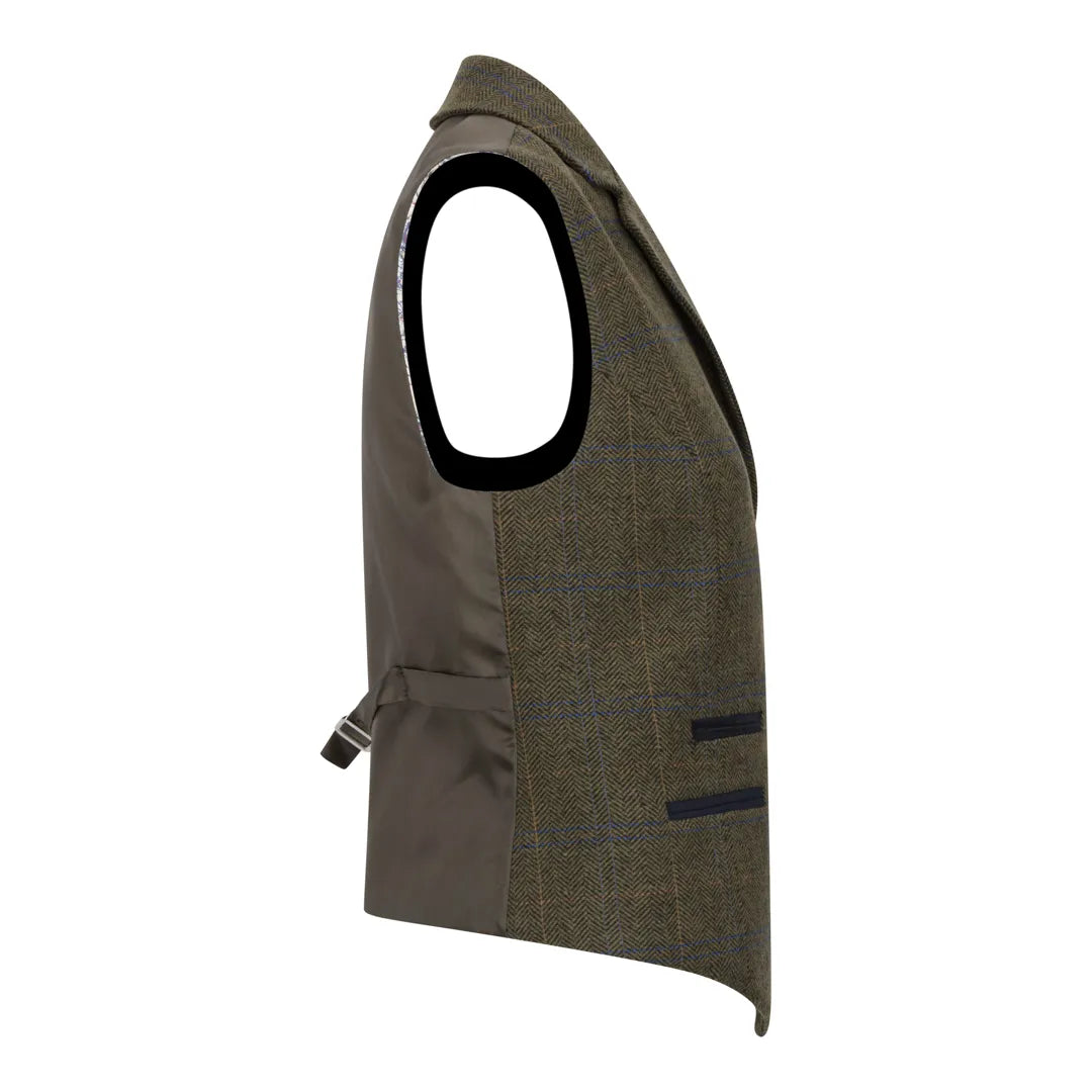 Women's Olive Green Tweed Blazer & Waistcoat Set by TruClothing