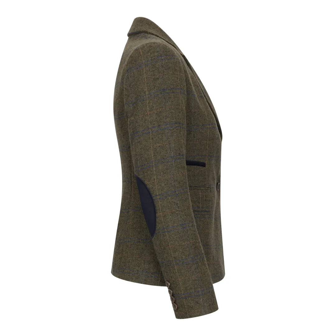 Women's Olive Green Tweed Blazer & Waistcoat Set by TruClothing